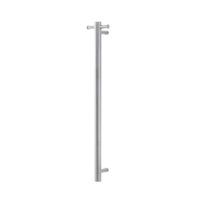 Round Vertical Brushed Nickel Electric Heated Towel Rack Single Bar | BU01-VER.HTR
