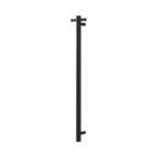 Round Vertical Matt Black Electric Heated Towel Rack Single Bar | OX01-VER.HTR