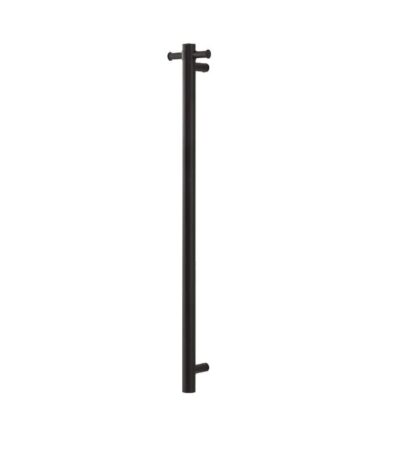 Round Vertical Matt Black Electric Heated Towel Rack Single Bar | OX01-VER.HTR