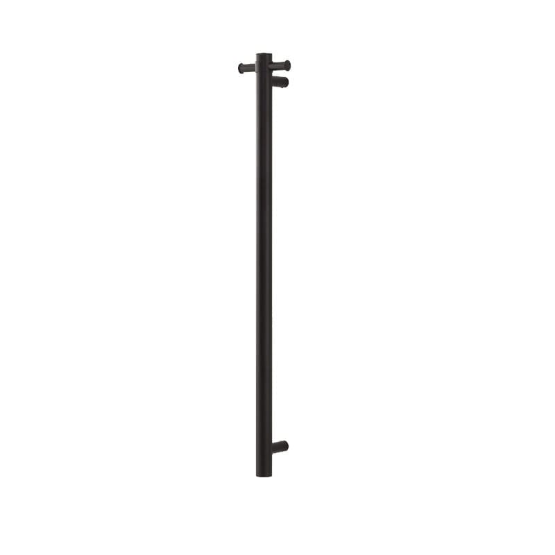 Round Vertical Matt Black Electric Heated Towel Rack Single Bar | OX01-VER.HTR