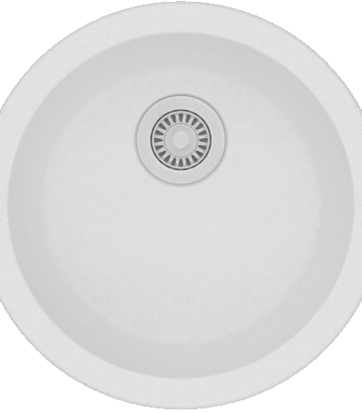 Round White Arete Stone Granite Single Bowl Stone Kitchen Sink - 460mm | WH460.KS
