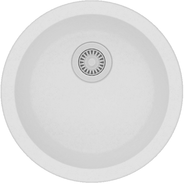 Round White Arete Stone Granite Single Bowl Stone Kitchen Sink - 460mm | WH460.KS