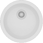 Round White Arete Stone Granite Single Bowl Stone Kitchen Sink - 460mm | WH460.KS