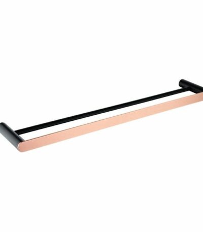 RUSHY Matt Black & Chrome Double Towel Rail - 600mm | OXCH6502.TR