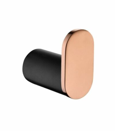 RUSHY Matt Black & Chrome Round Robe Hook | OXCH6507.TR