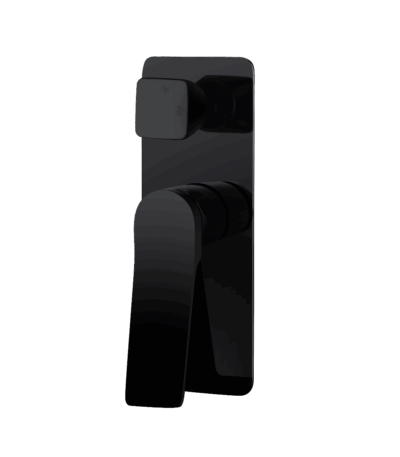 RUSHY Square Black Wall Mixer With Diverter | OX0155.ST