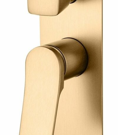 RUSHY Square Brushed Gold Wall Mixer With Diverter | BUYG0155-2.ST