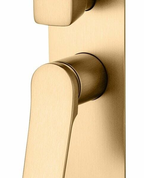 RUSHY Square Brushed Gold Wall Mixer With Diverter | BUYG0155-2.ST