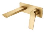 RUSHY Square Brushed Gold Wall Mixer with Spout | BUYG0153-2-EX.BM