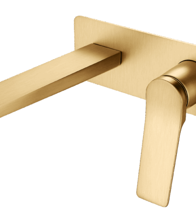 RUSHY Square Brushed Gold Wall Mixer with Spout | BUYG0153-2-EX.BM