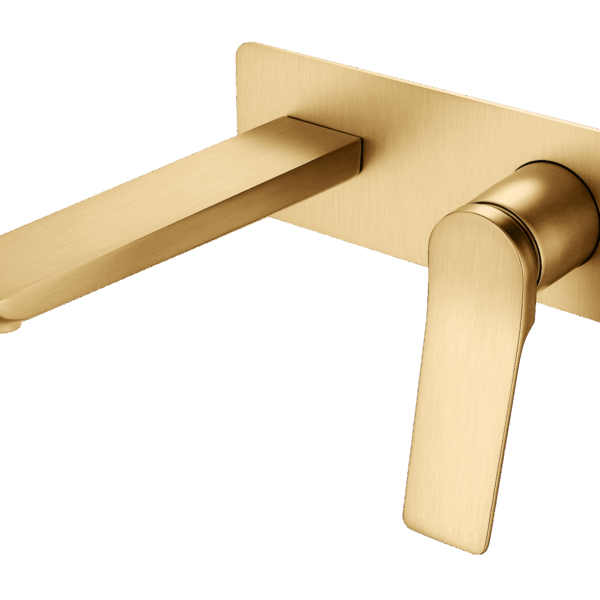 RUSHY Square Brushed Gold Wall Mixer with Spout | BUYG0153-2-EX.BM