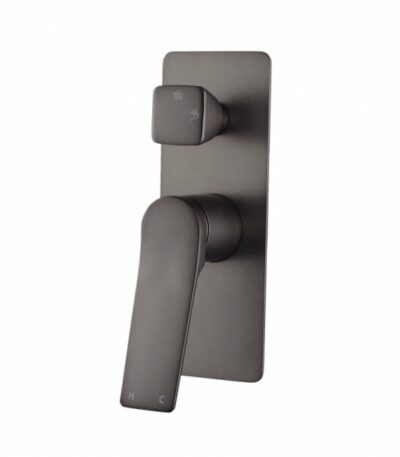 RUSHY Square Brushed Gun Metal Grey Wall Mixer With Diverter | BUGM0155.ST