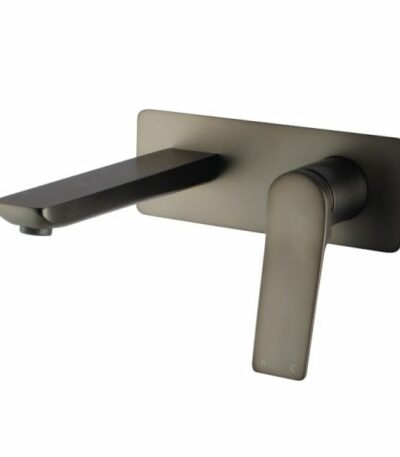 RUSHY Square Brushed Gun Metal Grey Wall Mixer with Spout