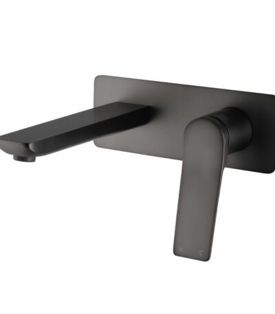 RUSHY Square Brushed Gun Metal Grey Wall Mixer with Spout | BUGM0153-2-EX.BM