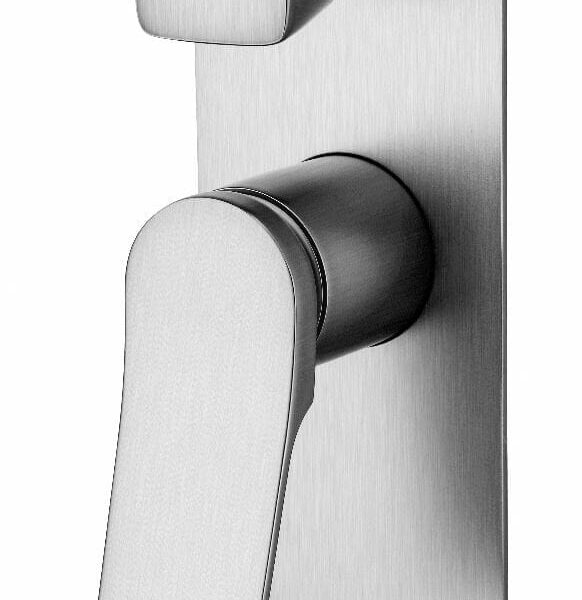 RUSHY Square Brushed Nickel Wall Mixer With Diverter | BU0155-2.ST