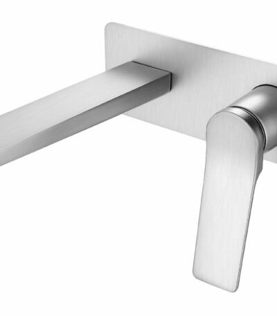 RUSHY Square Brushed Nickel Wall Mixer with Spout | BU0153-2-EX.BM