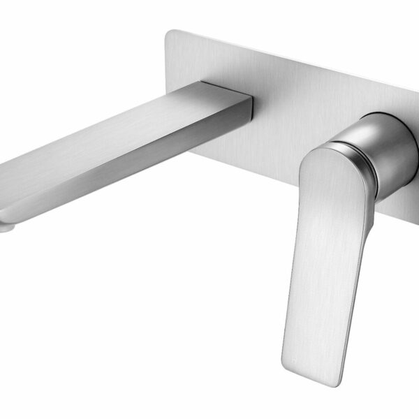 RUSHY Square Brushed Nickel Wall Mixer with Spout | BU0153-2-EX.BM