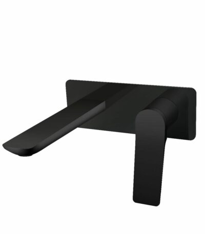 RUSHY Square Matt Black Wall Mixer with Spout | OX0153-2-EX.BM