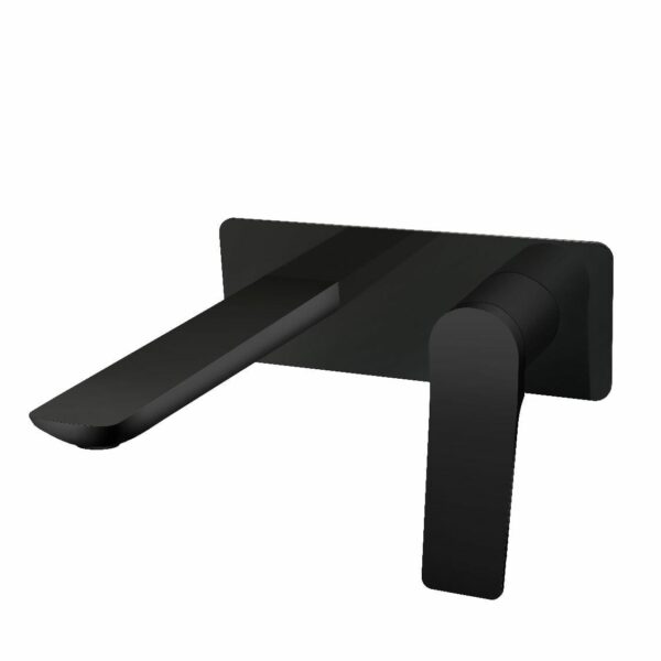 RUSHY Square Matt Black Wall Mixer with Spout | OX0153-2-EX.BM