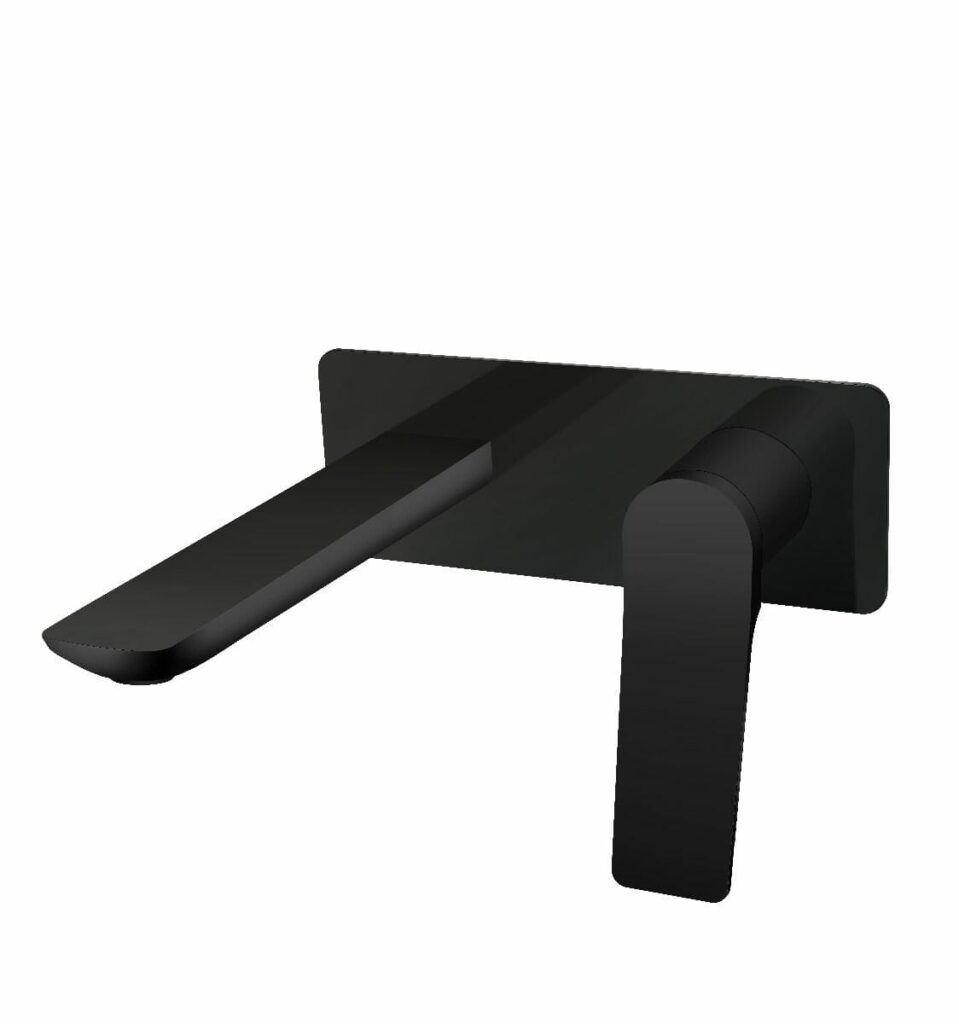 RUSHY Square Matt Black Wall Mixer with Spout | OX0153-2-EX.BM