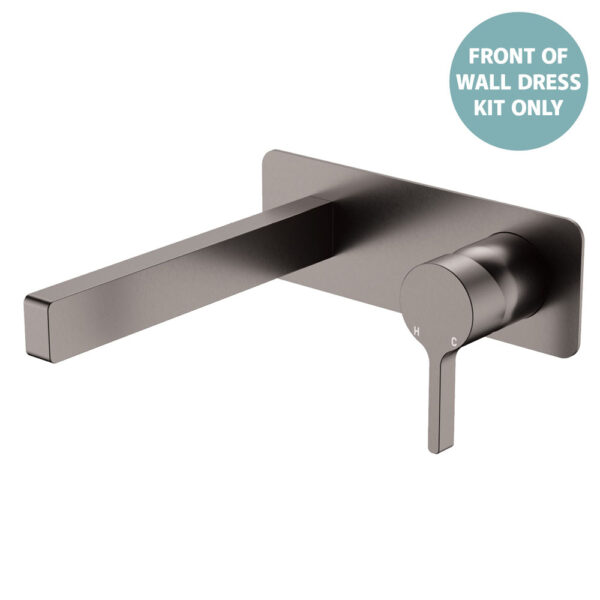 Sansa Wall Basin Mixer Dress Kit, Rectangular Plate, Gun Metal