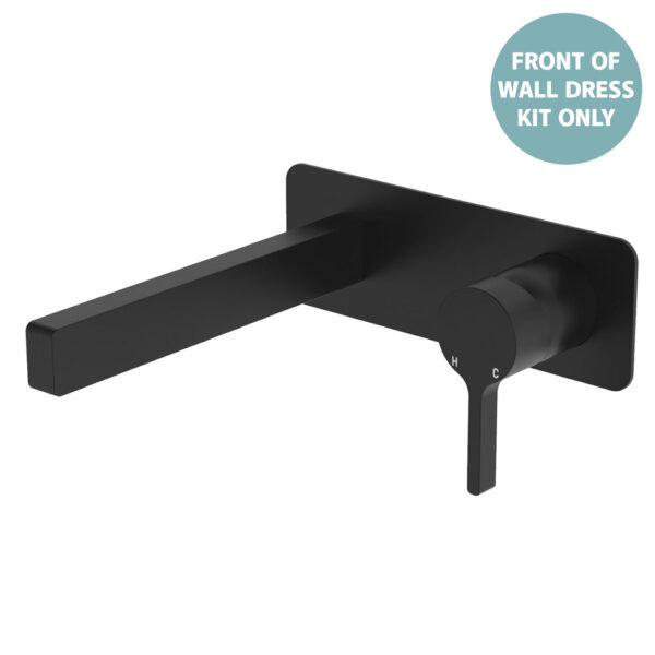 Sansa Wall Basin Mixer Dress Kit, Rectangular Plate, Matte Black