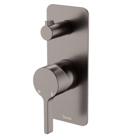 Sansa Wall Diverter Mixer, Rectangular Plate, Gun Metal