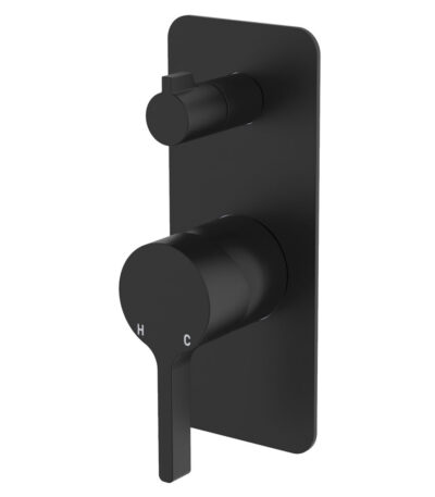 Sansa Wall Diverter Mixer, Rectangular Plate, Matte Black