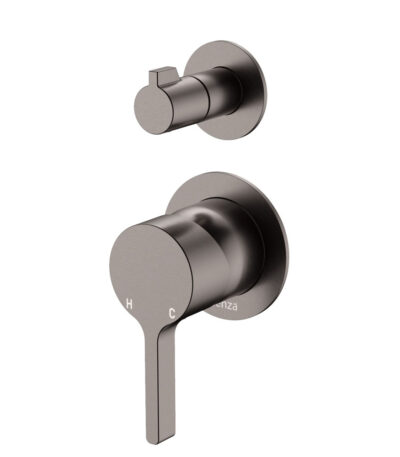Sansa Wall Diverter Mixer, Small Round Plates, Gun Metal