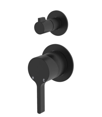 Sansa Wall Diverter Mixer, Small Round Plates, Matte Black