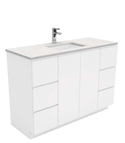 Sarah Bianco Marble Undermount 1200 Fingerpull Gloss White Vanity on Kick