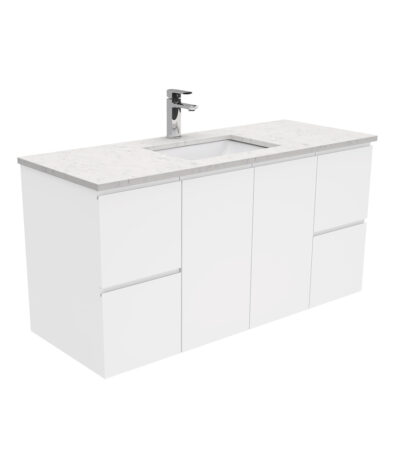 Sarah Bianco Marble Undermount 1200 Fingerpull Gloss White Wall-Hung Vanity