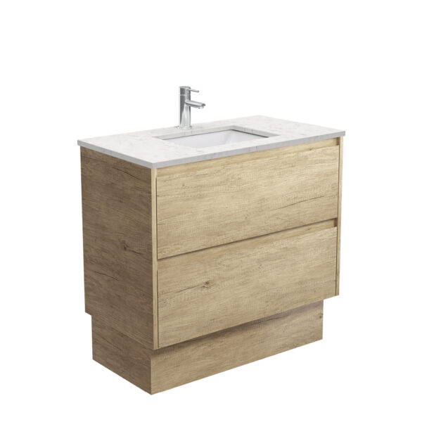 Sarah Bianco Marble Undermount 900 Amato Scandi Oak Vanity on Kick
