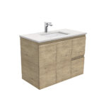 Sarah Bianco Marble Undermount 900 Edge Scandi Oak Wall-Hung Vanity, Right Drawers