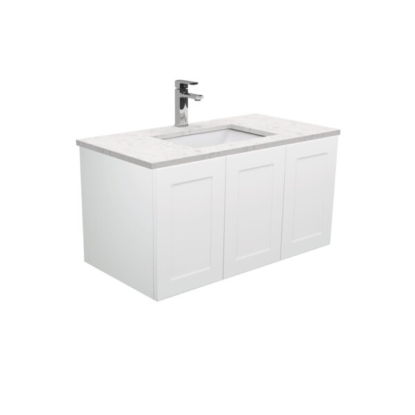 Sarah Bianco Marble Undermount 900 Mila Wall-Hung Vanity, Left Drawers