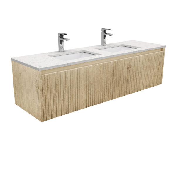 Sarah Bianco Marble Undermount Double Bowl 1500 Alina Scandi Oak Wall-Hung Vanity