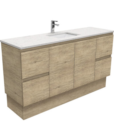 Sarah Bianco Marble Undermount Single Bowl 1500 Edge Scandi Oak Vanity on Kick