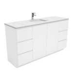 Sarah Bianco Marble Undermount Single Bowl 1500 Fingerpull Gloss White Vanity on Kick