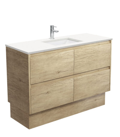 Sarah Crystal Pure Undermount 1200 Amato Scandi Oak Vanity on Kick