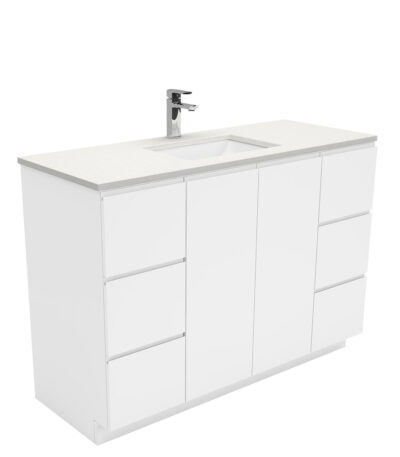 Sarah Crystal Pure Undermount 1200 Fingerpull Gloss White Vanity on Kick