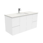 Sarah Crystal Pure Undermount 1200 Fingerpull Gloss White Wall-Hung Vanity