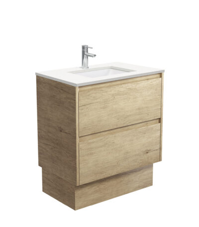 Sarah Crystal Pure Undermount 750 Amato Scandi Oak Vanity on Kick