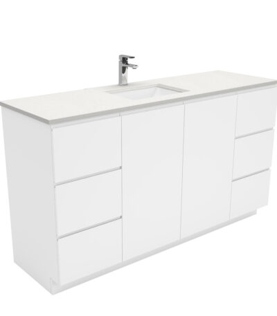 Sarah Crystal Pure Undermount Single Bowl 1500 Fingerpull Gloss White Vanity on Kick