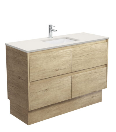 Sarah Roman Sand Undermount 1200 Amato Scandi Oak Vanity on Kick