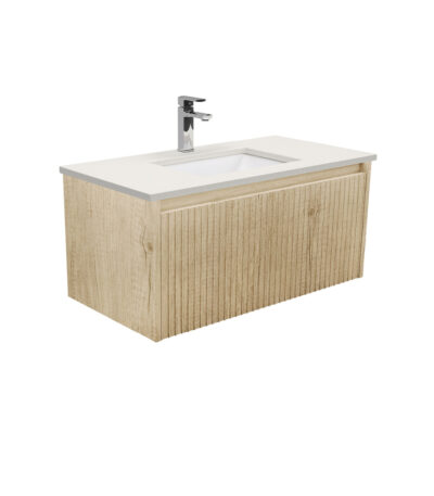 Sarah Roman Sand Undermount 900 Alina Scandi Oak Wall-Hung Vanity