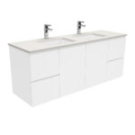 Sarah Roman Sand Undermount Double Bowl 1500 Fingerpull Gloss White Wall-Hung Vanity