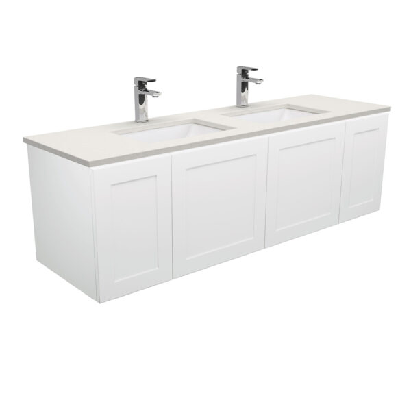 Sarah Roman Sand Undermount Double Bowl 1500 Mila Wall-Hung Vanity