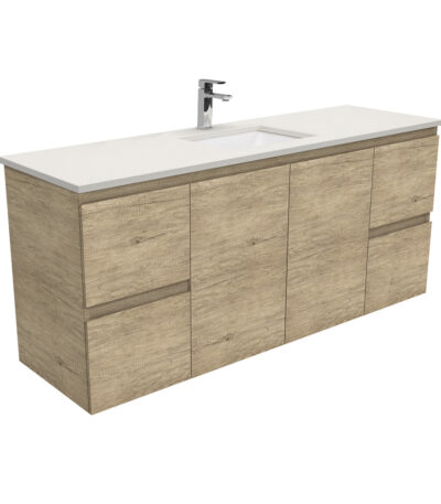 Sarah Roman Sand Undermount Single Bowl 1500 Edge Scandi Oak Wall-Hung Vanity