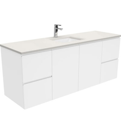 Sarah Roman Sand Undermount Single Bowl 1500 Fingerpull Gloss White Wall-Hung Vanity