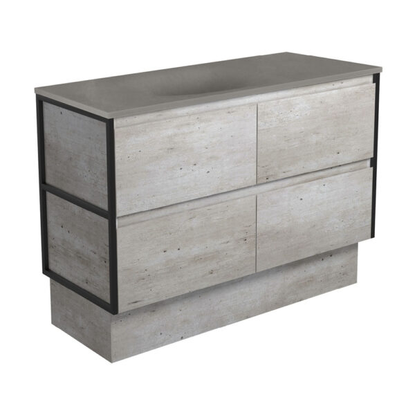 Satori Amato 1200 Industrial Vanity On Kick, Matte Black Frames